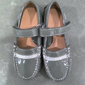 Venettini Girls Size 24 Gray Strap  Leather Flats